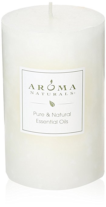 Aroma Naturals Patchouli and Frankincense Essential Oil White Scented Pillar Candle, Meditation