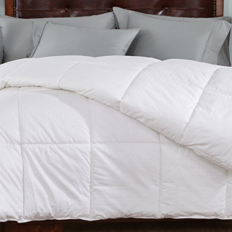 White Down Alternative Duvet Insert Comforter with Cotton Shell-Squared Jaquard, Twin Size, White
