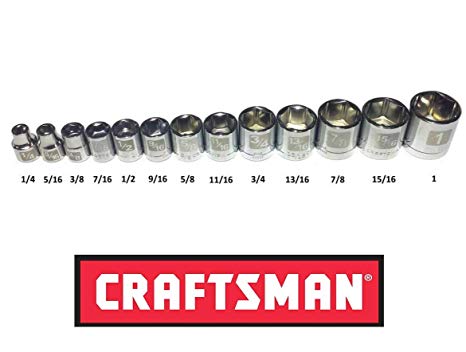 Craftsman Laser Etched Easy Read 13 Piece SAE Standard 3/8" Drive 6 Point Shallow Socket Set