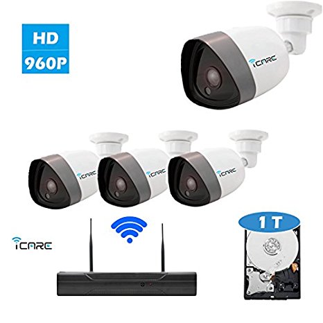 iCare 960PWifi NVR kit: H.264 4ch 1080P Wifi NVR With 1T HDD Pre-installed   4 x 1.3MP 960P Wifi IP Camera, Smart link technology Plug and Play