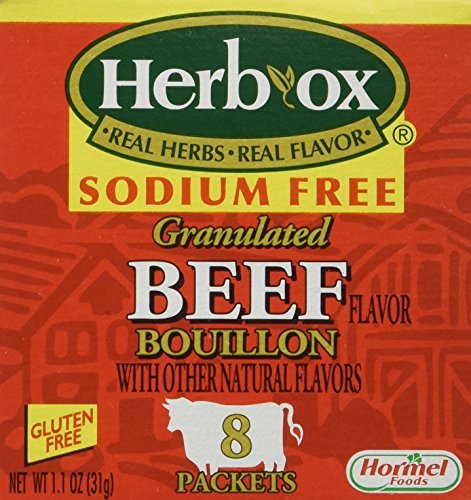 Herb-ox Bouillon Packets Beef Instant Broth & Seasoning Sodium Free 1.1 Oz Box (Gluten Free) 2 Pack by Herb-Ox