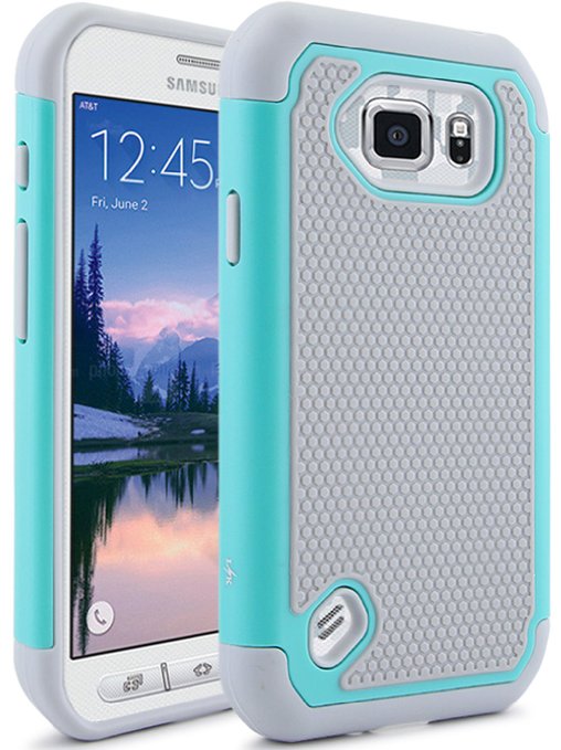 S6 Active Case, LK [Drop Protection] Shock-Absorption Hybrid Dual Layer Armor Defender Protective Case Cover for Samsung Galaxy S6 Active (Mint)