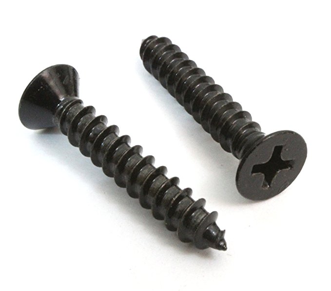 #6 x 1/2" Xylan Coated Stainless Flat Head Phillips Wood Screw (100 pc), 18-8 S/S Black Xylan Coating, Choose Size, By Bolt Dropper