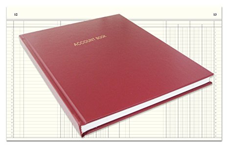 BookFactory Account Book / Ledger Book / Accounting Ledger / Account Notebook (Columnar Book Format) - 168 Pages, 8" x 10", Burgundy Cover, Smyth Sewn Hardbound (ACT-168-S4CM-A-LMT16)