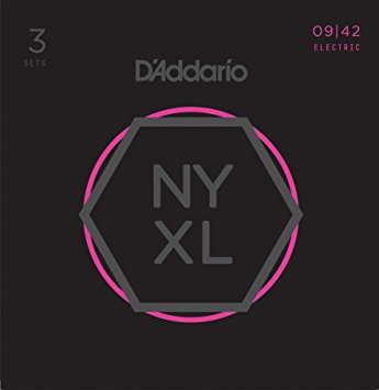 D'Addario NYXL0942 Nickel Plated Electric Guitar Strings, Extra Light, 3 Sets