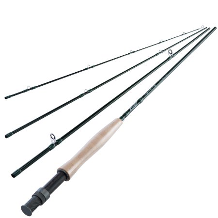Piscifunreg 4-piece 8-feet 6-inch Graphite Fly Fishing Rod with Japanese 30-ton Toray Carbon Fiber Blanks and Chromed Stainless Steel Snake Guides