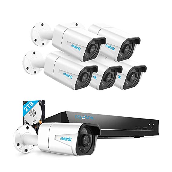 Reolink 4K PoE Home Security Camera System, 8 Channel NVR Recorder (2TB Hard Drive Built-in) and 3840 x 2160p Surveillance Dome IP Camera Outdoor/Indoor with 100ft Long Night Vision RLK8-800B6