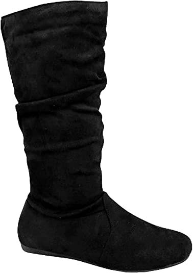 Wells Collection Womens Boots Soft Slouchy Flat to Low Heel Under Knee High