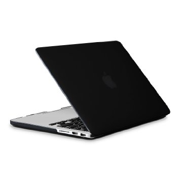 Unik Case-Retina 13 Inch Frosted Coating Rubberized Hard Case for Macbook 13" with Retina Display A1502/A1425 Shell Cover-Black