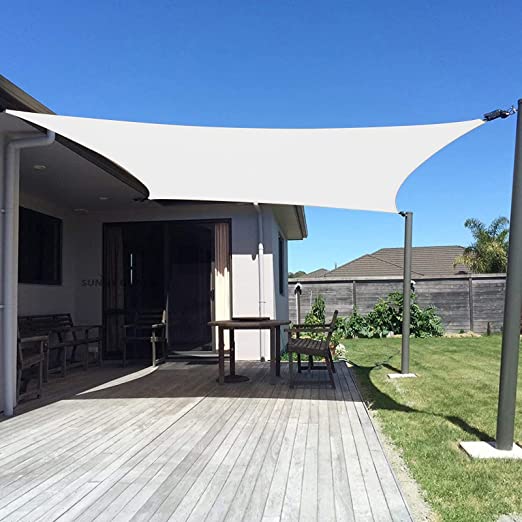 SUNNY GUARD Sun Shade Sail 10' x 10' Rectangle Cream UV Block Sunshade for Backyard Yard Deck Patio Garden Outdoor Activities and Facility