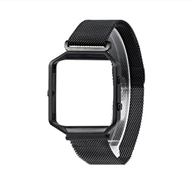 For Fitbit Blaze Band   Frame, Wearlizer Milanese Loop Watch Band Replacement Strap w/ Metal Frame