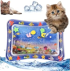 Sensory Water Play Mat for Cats, Thickened Sensor Water Playmat, Water Sensory Playmat with Fish for Pet Play, Water Sensor Play Mat, Keeping Cats Entertained, Pet Cooling Mat for Summer (Tropic Fish)