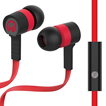 HyperGear Low Rider Wired Earphones With Microphone. Comfort-fit Ear Gel To Block Out Noise and Seal In Sound. Durable Tangle-Free Cable For Hands-free Calls & Music (Red/Black)