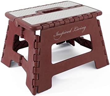 Inspired Living Step Heavy Duty Folding-stools, 9" High, Dark RED