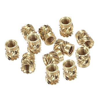 uxcell knurled Insert Nuts, 60Pcs M4 x 7mm L x 6mm OD 3D Printing Brass Nuts Female Threaded Inserts Brass Heat Set Insert Embedment Nut