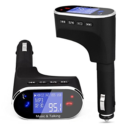 Btopllc Wireless in-car FM Adapter Car Kit with USB Car Charging