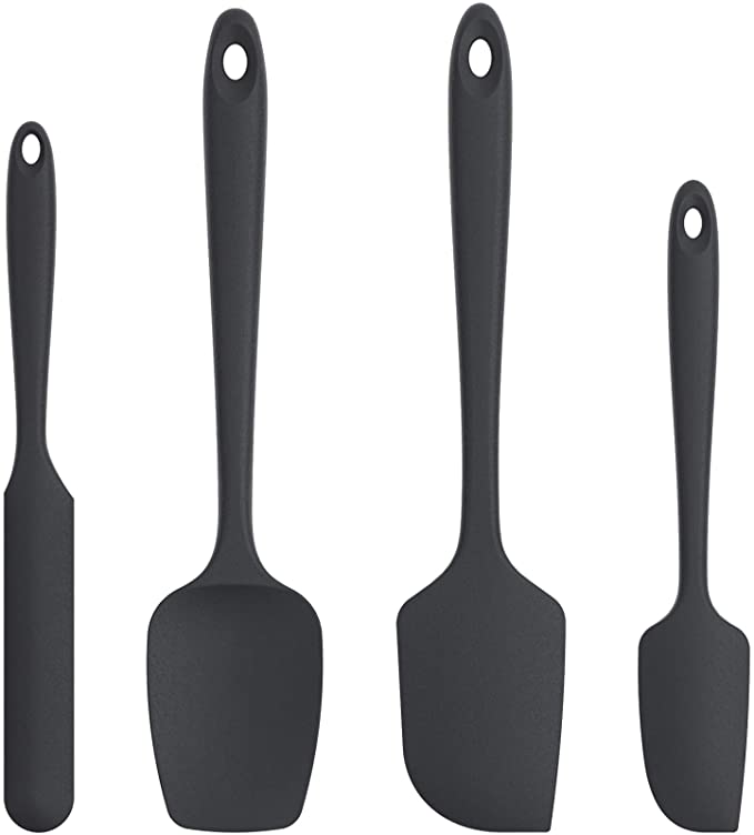 U-Taste 600ºF High Heat-Resistant Premium Silicone Spatula Set, BPA-Free One Piece Seamless Design, Non-Stick Rubber with 18/8 Stainless Steel Core, Cooking/Baking Utensil Set of 4 -Black