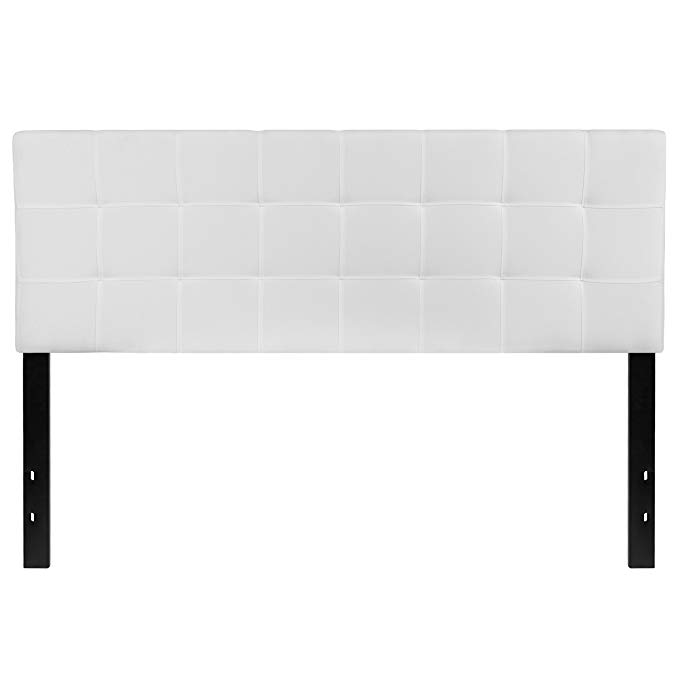 Flash Furniture Bedford Tufted Upholstered Queen Size Headboard in White Fabric