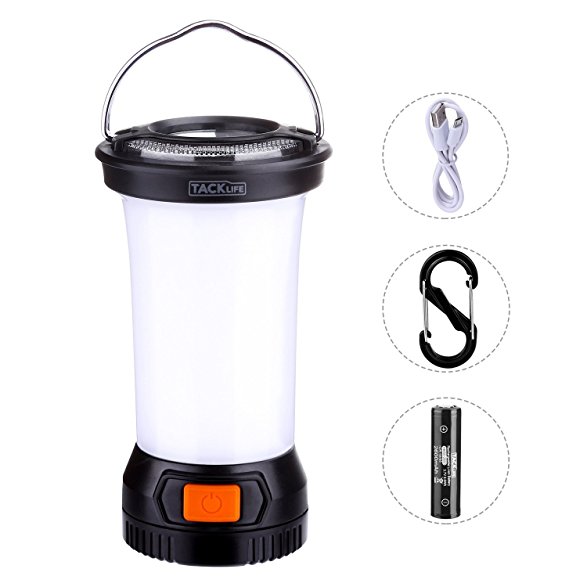 Tacklife Camping Lantern, LED Lights - Rechargeable Waterproof with 2600 mAh Battery, Flashlight, 7 Modes, Survival Kit for Emergency, Hurricane, Outage | LCL1A