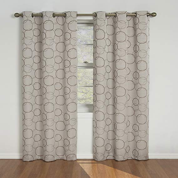 Eclipse Meridian Thermal Insulated Single Panel Grommet Top Darkening Curtains for Living Room, 42" x 108", Linen