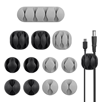 Neetto 12 Pack Long Lasting Cable Clips, Desktop Cord Holder & Hider, Charging Cable Drop Organizer & Management System for TV PC Laptop Home Office