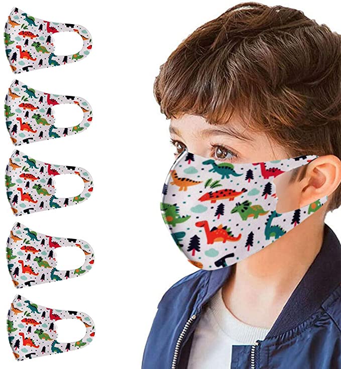 MALLOOM Children Costume Cotton Face_Masks Dinosaur Cartoon Pattern Washable Bandanas for Kids Students