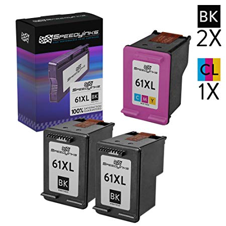 Speedy Inks - 3PK Remanufactured Replacement for HP 61XL CH563WN CH564WN HY Ink Cartridge Set: 2 Black & 1 Color