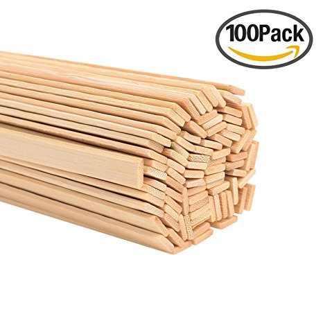 Satinior 15.7 Inches 100 Pieces Wood Craft Sticks Natural Bamboo Sticks Extra Long Sticks Can be Curved
