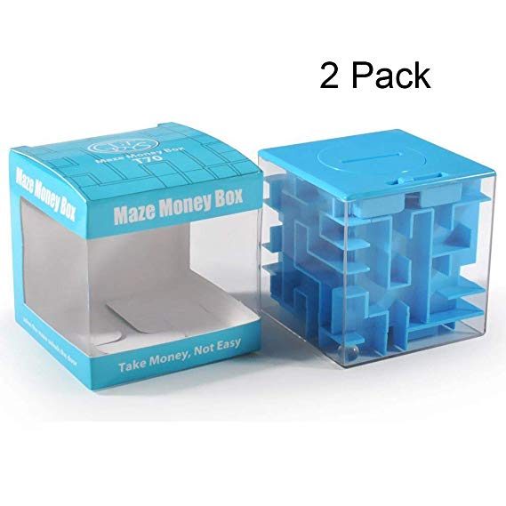 Trekbest Money Maze Puzzle Box 2 Pack - A Special Way to Give Gifts for Kids and Adults (Blue)