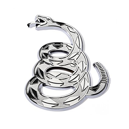 Gadsden "Don't Tread On Me" Snake Chrome Plated Car Emblem With Rust-Proof ABS Plastic Core