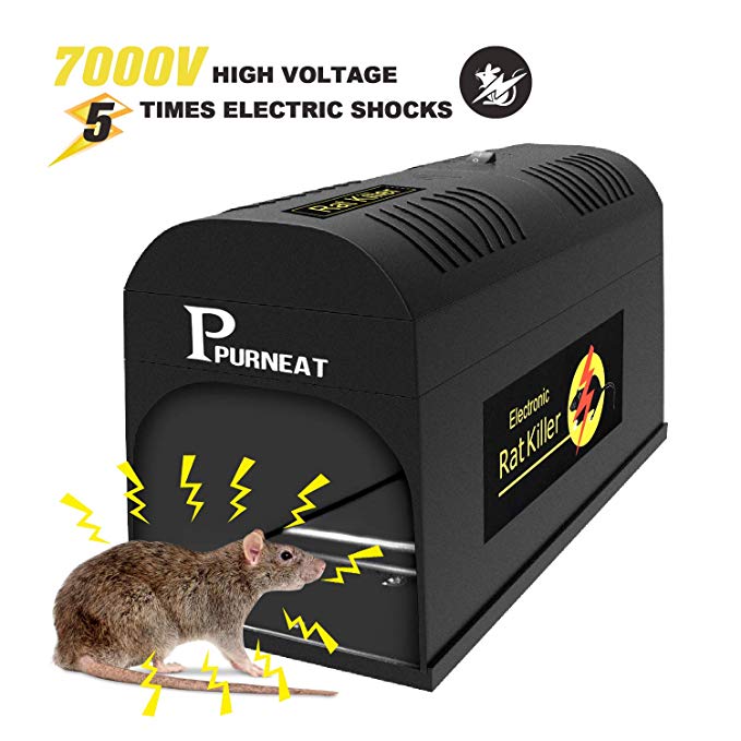 P PURNEAT Electronic Rat Trap, Mouse, Rats and Mice Rodent Catcher Clean and Humane Control Traps to Kill Rats Mice 【Upgraded】-Mess Free Operation (1 Pack)