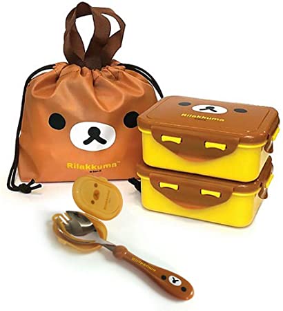 Rilakkuma Lunch Box with Bag for Kids Toddler Children Girl Boy Cute Lunch Box Set (Rilakkuma)