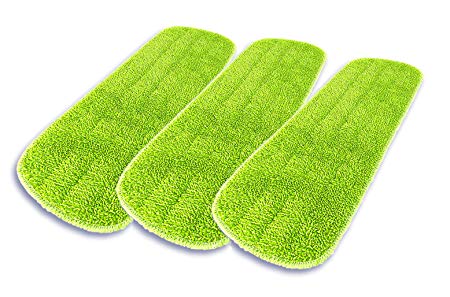 Kitchen   Home Professional 17" Microfiber Wet and Dry Mop Head Refill 3 Pack - Washable Reusable - For Wet, Dry, Scrubbing and Dusting