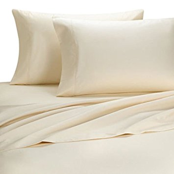 100% Viscose from Bamboo, Silky & Super Soft Linens. Hypo Allergenic , and Temperature Regulated Bedding Set. 18" Deep Pockets. fitted, flat, & pillowcases. Ivory, 4 Piece King Size Sheet Set