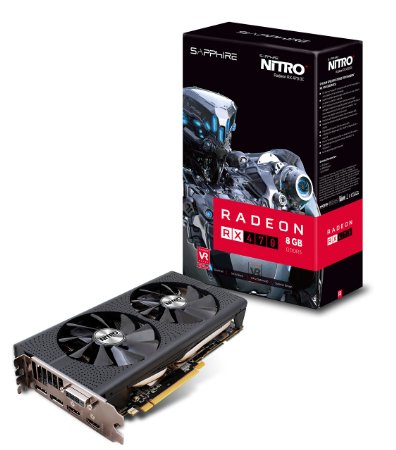 Sapphire Radeon NITRO  Rx 470 8GB GDDR5 Dual HDMI / DVI-D / Dual DP OC w/ backplate (UEFI) PCI-E Graphics Card Graphics Cards 11256-02-20G