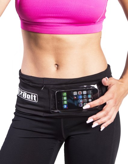 FitBelt - Running Belt with zipper & Great Waist Packs for iPhone 6 / 6 Plus & Android Smartphones   Touchscreen Compatible - 2-in-1 Fashionable colors & Free Running Guide