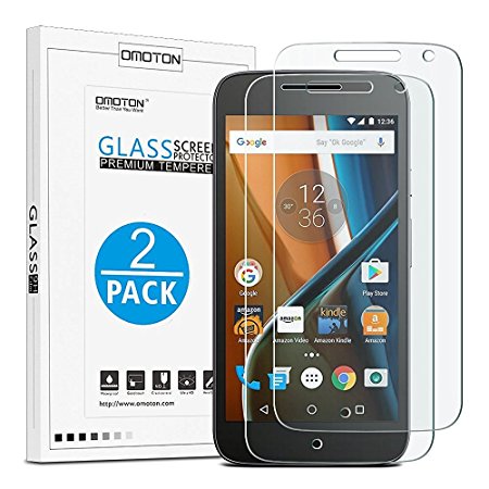 OMOTON Moto G4 Screen Protector, Moto G 4th Generation Tempered Glass Screen Protector with [Premium Clarity] [Scratch-Resistant] [No-Bubble Installation], Lifetime Warranty [Pack of 2]