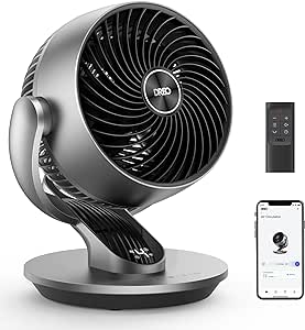 Dreo 13 Inch Smart Table Fan for Bedroom, 28dB Silent Air Circulator Fan with Remote, 120° 90° Oscillating Cooling Quiet Desk Fan, 4 Speeds, 5 Modes, 12H Timer, Works with Alexa/Google