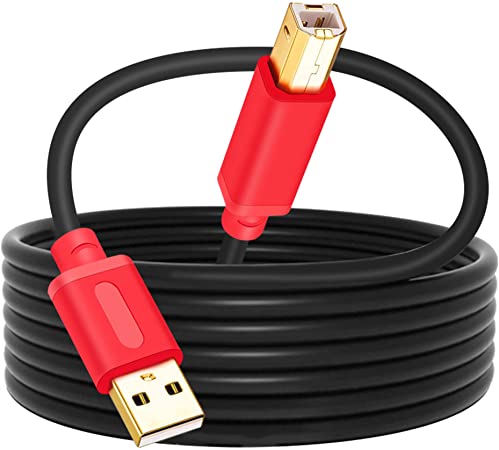 Printer Cable 10Ft,Tan QY USB 2.0 High Speed Gold-Plated Connectors Printer Scanner Cable Cord A Male to B Male for HP, Canon, Lexmark, Dell, Xerox, Samsung etc (10Ft, Red)