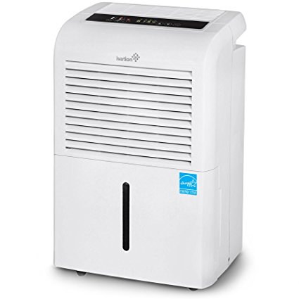 Ivation 70 Pint Energy Star Dehumidifier - Large-Capacity For Spaces Up To 4,500 Sq Ft - Includes Programmable Humidistat, Hose Connector, Auto Shutoff / Restart, Timer, Casters & Washable Air Filter