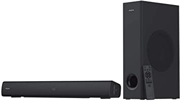 Creative Stage V2 2.1 Soundbar with Subwoofer, Clear Dialog and Surround by Sound Blaster, Bluetooth 5.0, TV ARC, Optical, and USB Audio, Wall Mountable, Adjustable Bass and Treble, for TV