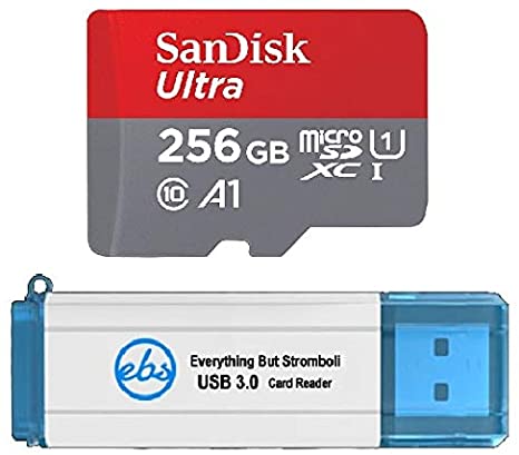 SanDisk 256GB SDXC Micro Ultra Memory Card Works with Samsung Galaxy S10, S10 , S10e Phone Class 10 (SDSQUAR-256G-GN6MN) Bundle with (1) Everything But Stromboli 3.0 Card Reader