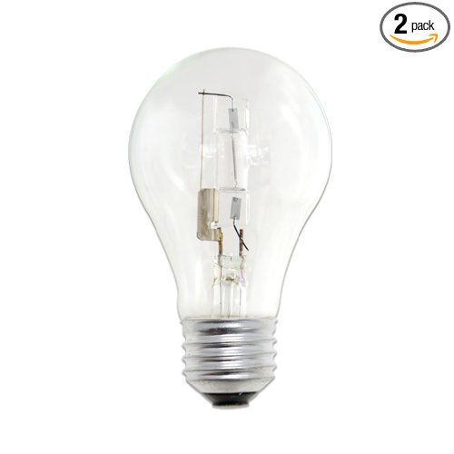 Bulbrite 53A19CL/ECO Eco-Friendly Halogen 53W A19, Clear, 2-Pack