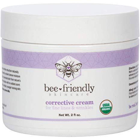 Organic Corrective Night Cream By BeeFriendly, USDA Certified Ultra Rich Anti Aging Facial Moisturizer For Sensitive Skin Aids With Fine Lines, Wrinkles, Crows Feet On Eyes, Face, Neck, Decollete 2 oz