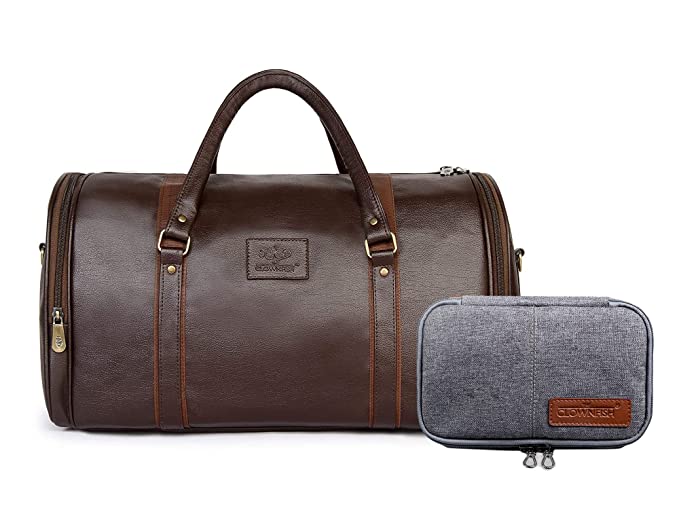 The Clownfish Combo of Gypsy Synthetic 47 cms Brown Travel Duffle & The Clownfish Travel Pouch Toiletry Bag Travel Kit for Men & Women (Grey)