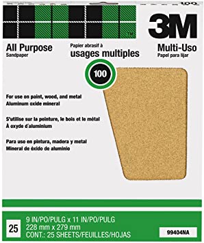 3M Pro-Pak 99404NA,  Aluminum Oxide Sheets for Paint and Rust Removal, 9-Inch by 11-Inch, 100C