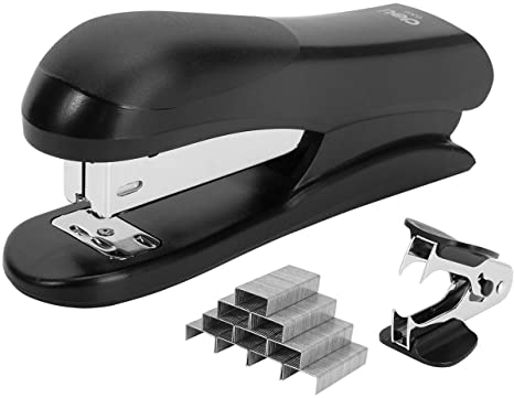 Deli Stapler Value Pack, Desktop Standard Staplers, 20 Sheet Capacity, Includes Staples & Staple Remover, Black