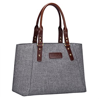 S-ZONE Women's Leather Handbags Lightweight Large Tote Casual Work Bag