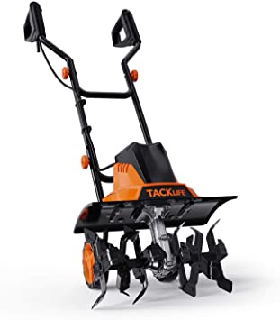 TACKLIFE Classic Electric Tiller,12 Amp Tiller Cultivator, 16'' Tilling Width, 8'' Tilling Depth, 6 Tines, Foldable Handle, Adjustable Wheels -TGTL02A