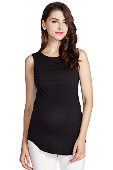 Sweet Mommy Bamboo Simple Maternity and Nursing Long Tank Top